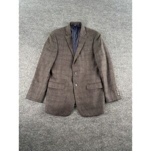 Jos. A Bank Sport Coat 41 L Taupe Wool Hopsack Windowpane Check Designer Premium